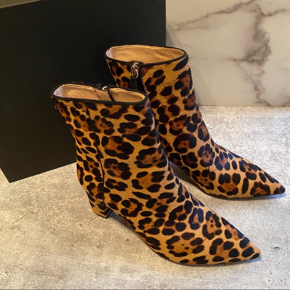 J Crew Calf Hair Pointed Toe Leopard Booties 8 - Picture 3 of 8